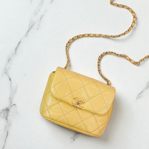 莉亞精品♡Chanel AS3042 小方胖 小雞黃 二手美包