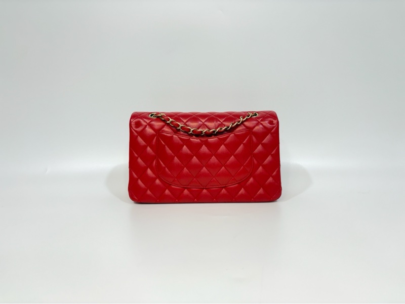 CHANEL紅色小羊皮金釦CF25口蓋肩背包 A01112-1