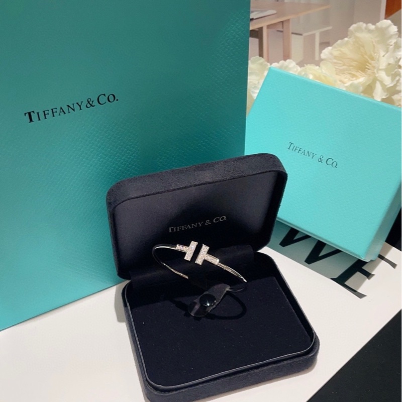 TIFFANY & CO.蒂芙尼 T系列 鑲鑽線圈 18K白金 女款 銀色-1