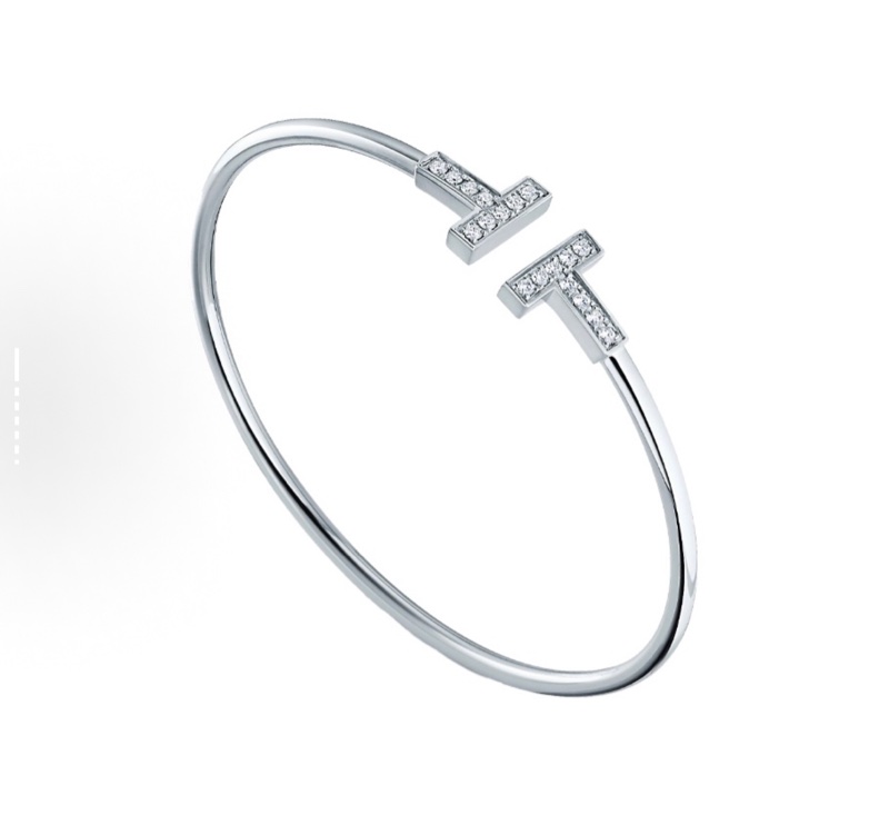 TIFFANY & CO.蒂芙尼 T系列 鑲鑽線圈 18K白金 女款 銀色-6