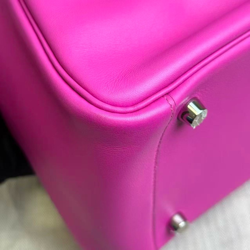 🌈Hermes🌟Lindy 26💗9I玉蘭粉銀扣💗編織帶🌟97新🌈Swift皮🌟-4