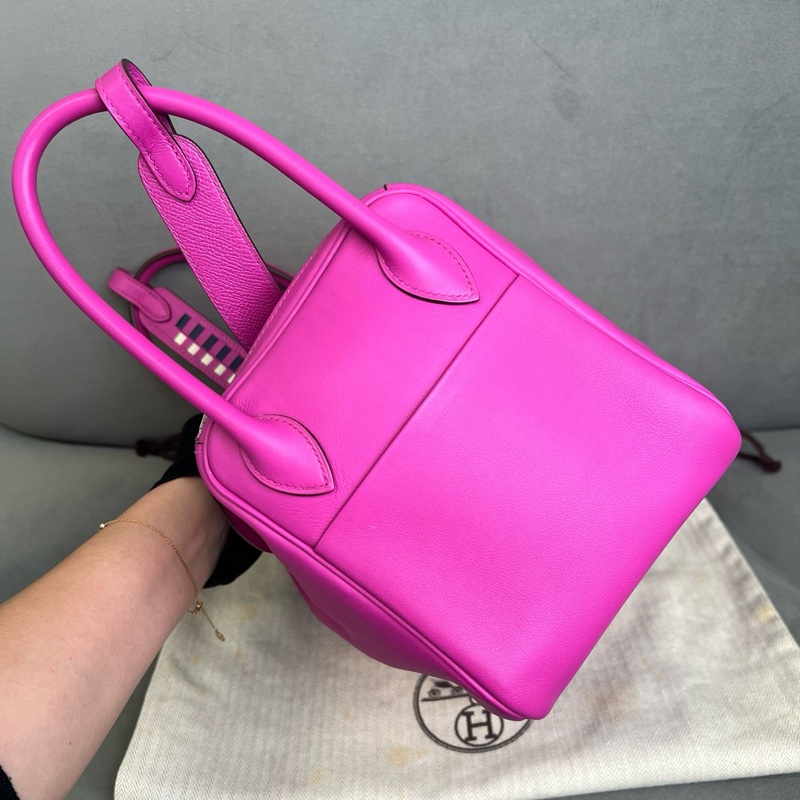 🌈Hermes🌟Lindy 26💗9I玉蘭粉銀扣💗編織帶🌟97新🌈Swift皮🌟-8