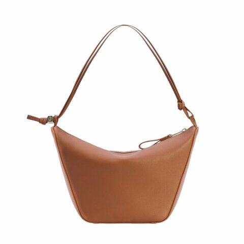 【LOEWE 羅威】Mini Hammock Hobo 迷你 經典小牛皮 肩背包 腋下包 吊床包 棕褐色