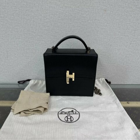 ✨HERMES 黑金 cinhetic秀款手提肩背斜背鏈條包18.5*18 98新配件塵袋