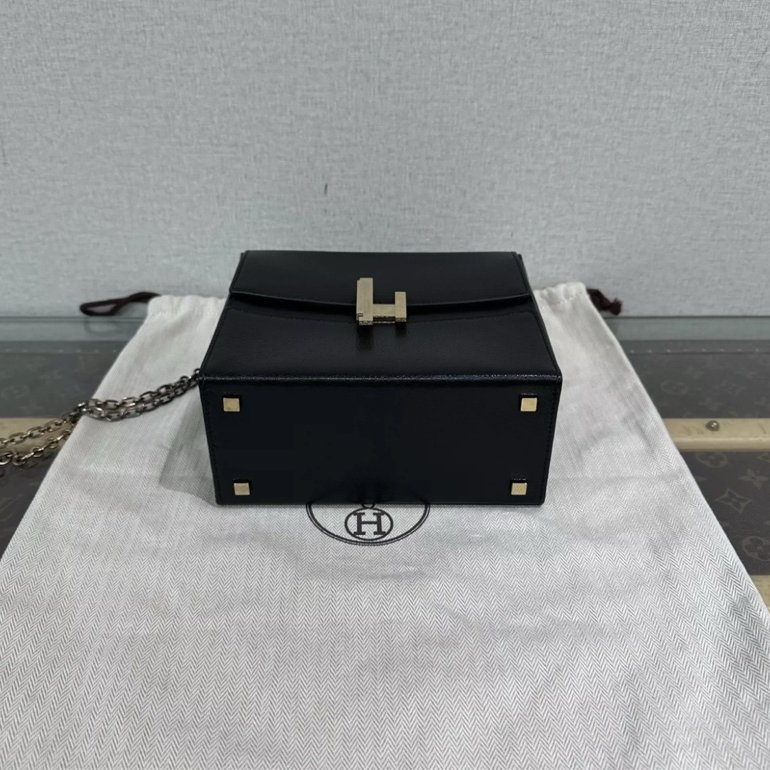 ✨HERMES 黑金 cinhetic秀款手提肩背斜背鏈條包18.5*18 98新配件塵袋-2