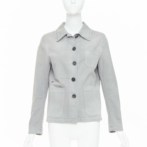CHRISTIAN DIOR grey cotton denim CD bee logo chore jacket FR36 S