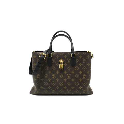 Louis Vuitton Black Monogram Canvas Flower Tote Hand Shoulder Bag