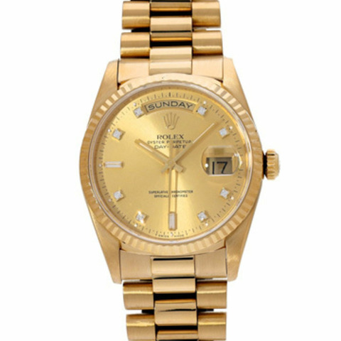 Rolex Day-Date 18238A L 系列（約 1990 年製造）香檳色/鑽石男士自動腕錶