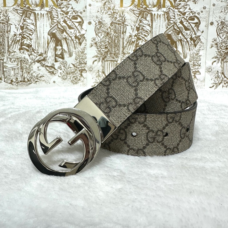 GUCCI  #老花皮帶 #黑皮帶  雙面雙面 老花拼黑牛皮 #雙面皮帶-5