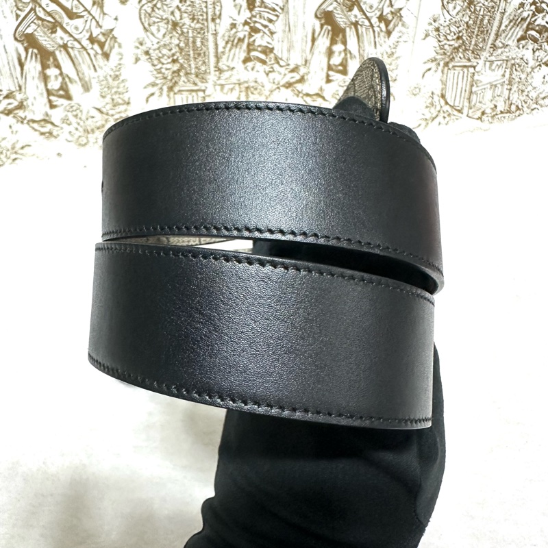 GUCCI  #老花皮帶 #黑皮帶  雙面雙面 老花拼黑牛皮 #雙面皮帶-20