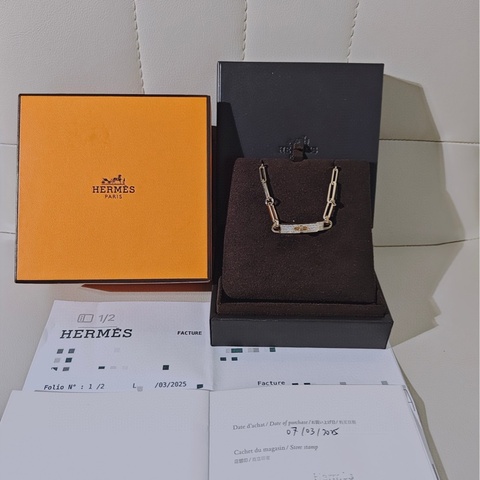 Hermes爱马仕 Kelly Chain 18K黄金满钻Chocker项链