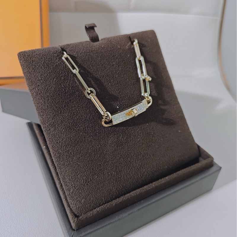 Hermes爱马仕 Kelly Chain 18K黄金满钻Chocker项链-2