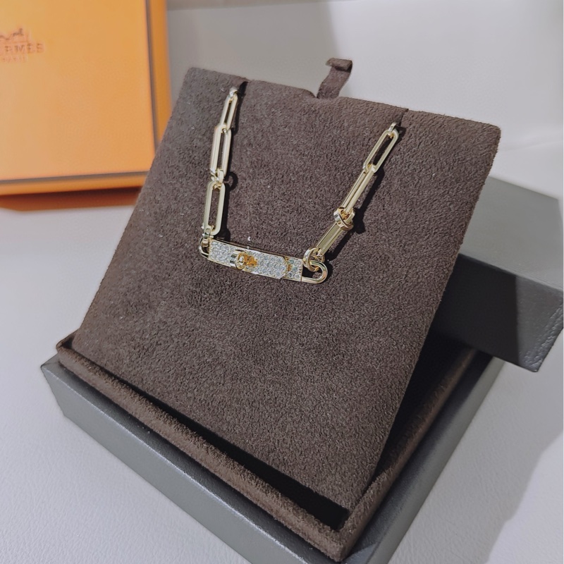 Hermes爱马仕 Kelly Chain 18K黄金满钻Chocker项链-3