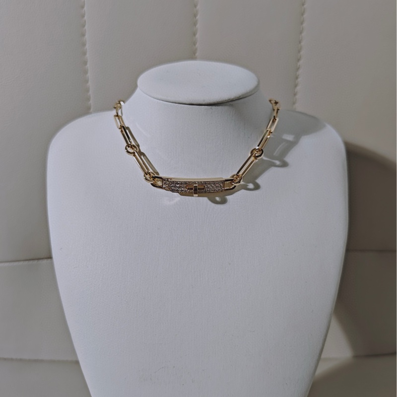 Hermes爱马仕 Kelly Chain 18K黄金满钻Chocker项链-6