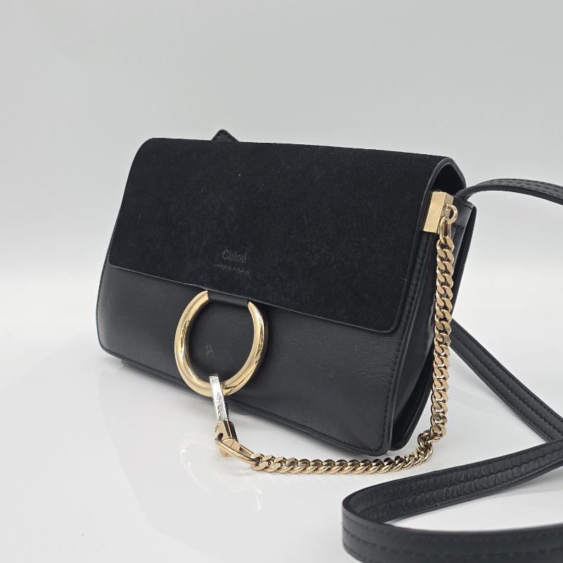 CHLOE FAYE 小號 黑色 牛麂皮 單肩包 斜挎包-2