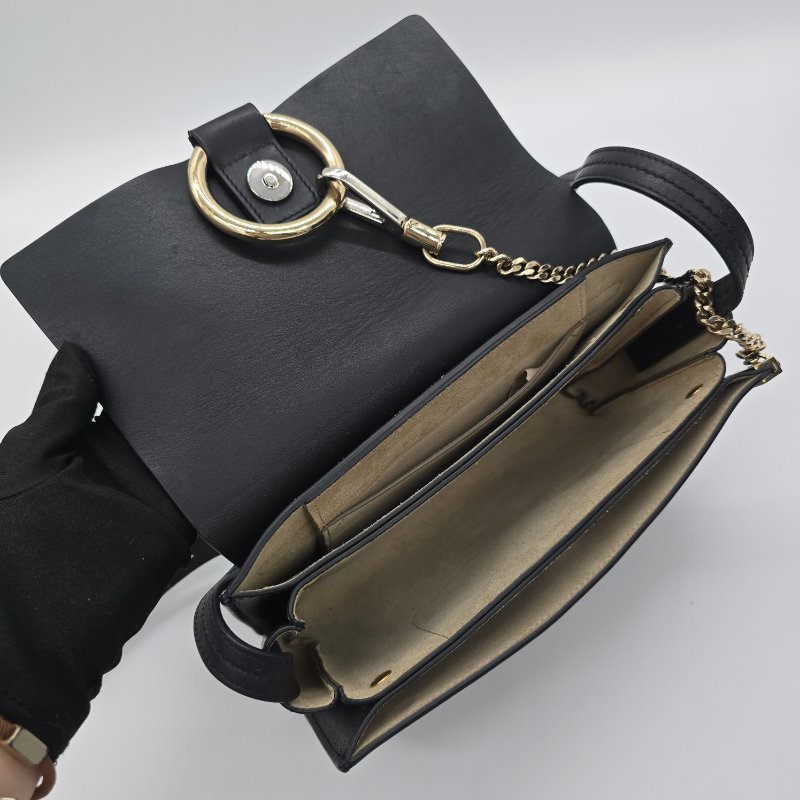 CHLOE FAYE 小號 黑色 牛麂皮 單肩包 斜挎包-5