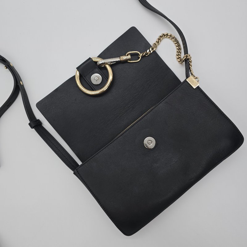 CHLOE FAYE 小號 黑色 牛麂皮 單肩包 斜挎包-10