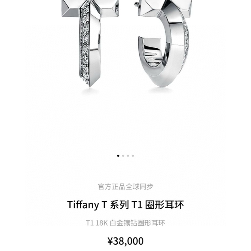 Tiffany蒂芙尼 T系列 18K白金镶钻T1圈形耳环-6