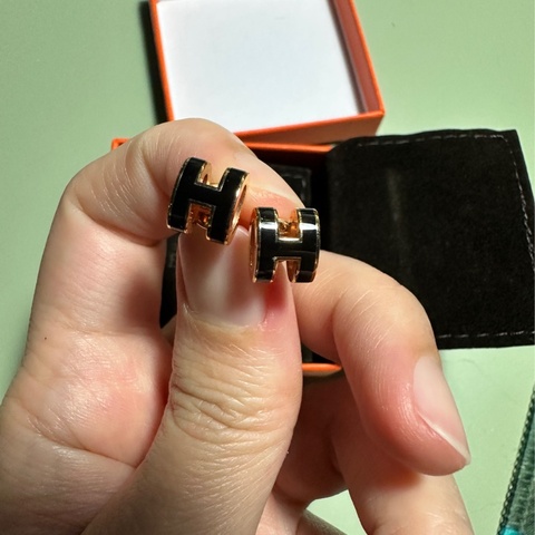 愛馬仕Hermès PopH 耳環 黑金
