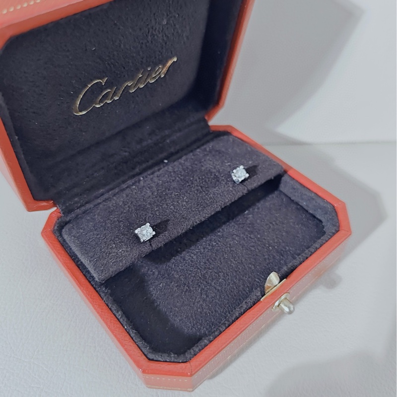 Cartier卡地亚 C De 经典牛头石钻石耳钉-2