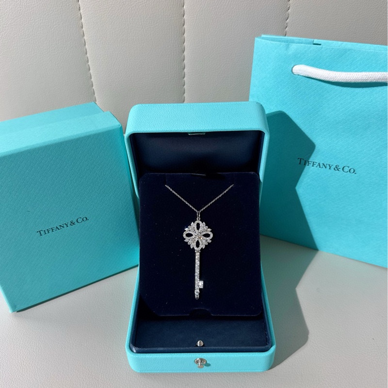 Tiffany蒂芙尼 keys系列 Victoria维多利亚 铂金满钻钥匙项链-0