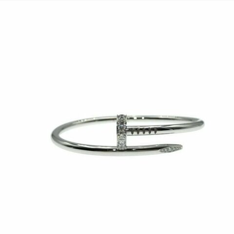 Cartier 卡地亞 juste un clou 18K白金 粗版頭尾鑽石手環 Size 16 Bracelet