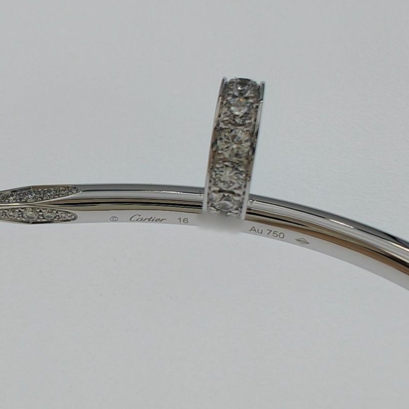 Cartier 卡地亞 juste un clou 18K白金 粗版頭尾鑽石手環 Size 16 Bracelet-4