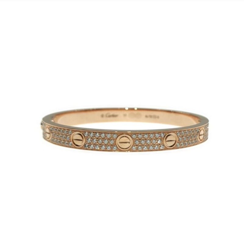 Cartier 卡地亞 love 18K玫瑰金 寬版滿天星鑽石手環 Size 17 Bracelet-0