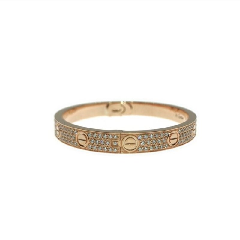 Cartier 卡地亞 love 18K玫瑰金 寬版滿天星鑽石手環 Size 17 Bracelet-1