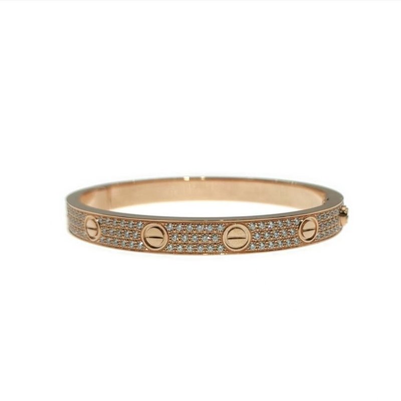 Cartier 卡地亞 love 18K玫瑰金 寬版滿天星鑽石手環 Size 17 Bracelet-2