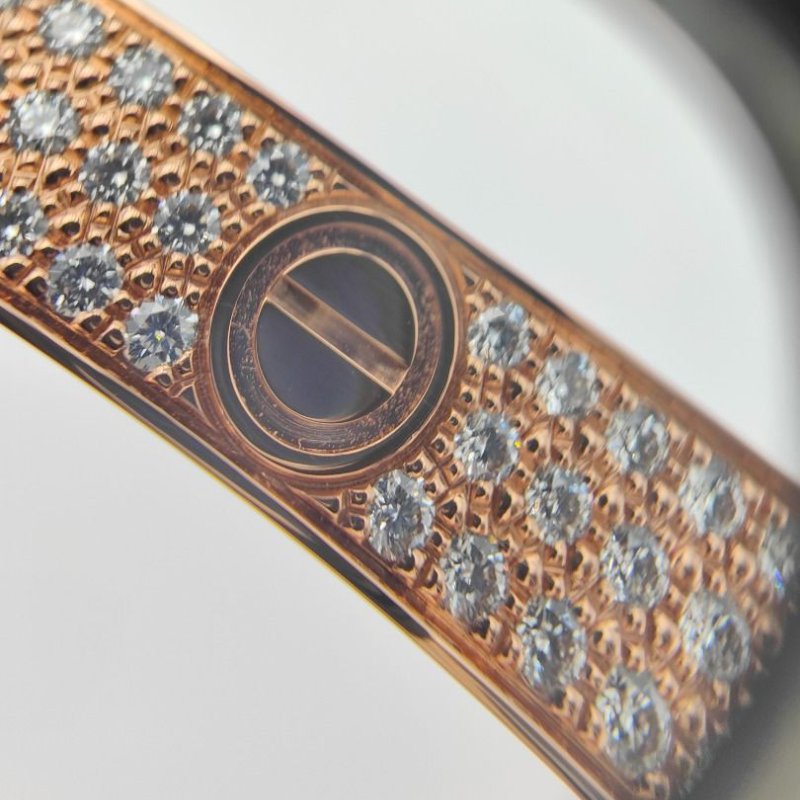 Cartier 卡地亞 love 18K玫瑰金 寬版滿天星鑽石手環 Size 17 Bracelet-5