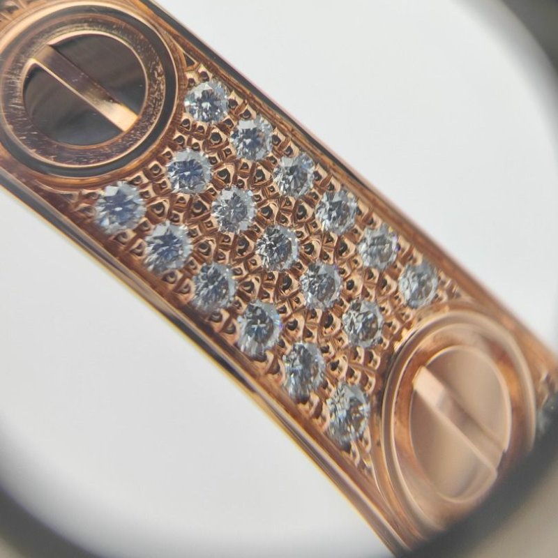 Cartier 卡地亞 love 18K玫瑰金 寬版滿天星鑽石手環 Size 17 Bracelet-6