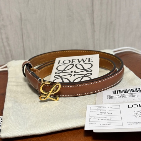 Loewe 金棕色logo皮帶