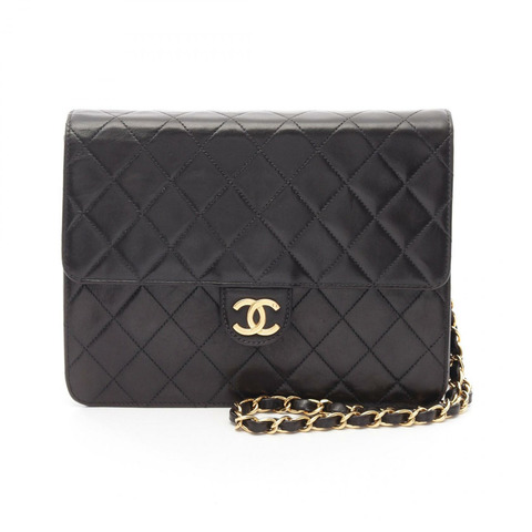 CHANEL Matelasse 單翻蓋鏈條單肩包 A03569 小羊皮 黑色 二手