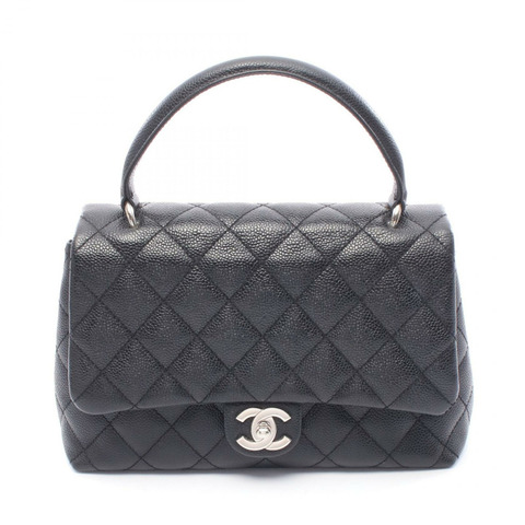 CHANEL Matelasse 手提包 皮革 粒面小牛皮 黑色 二手 女士 SHW CC Coco