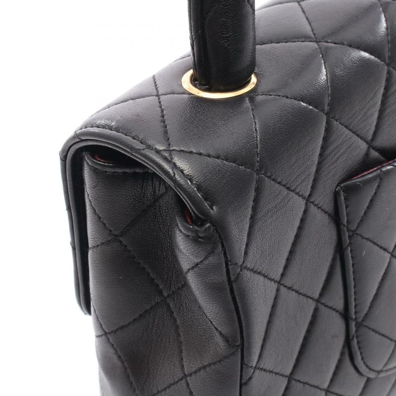 CHANEL Matelasse Parent 手提包 羔羊皮 黑色 二手 女款 GHW CC Coco-8