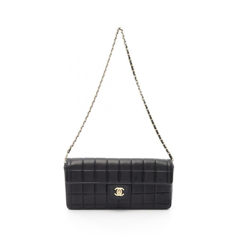 CHANEL 巧克力條鏈單肩包 A15316 小羊皮 黑色 二手 女款 GHW