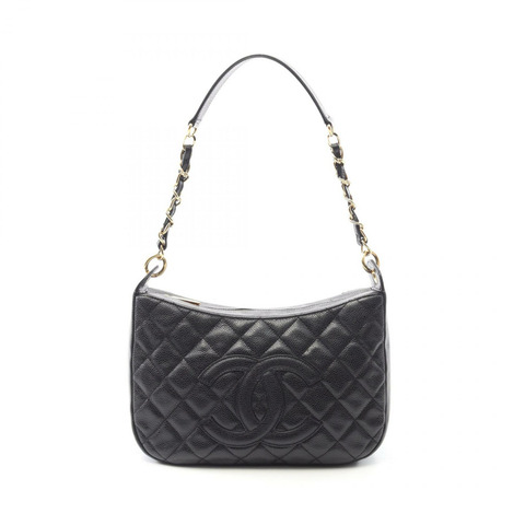 CHANEL Matelasse 肩背包 A20993 皮革粒面小牛皮黑色二手 GHW CC