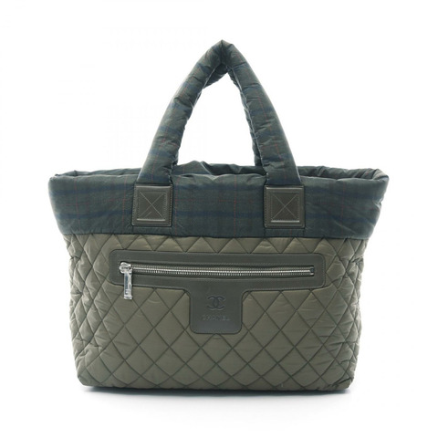 CHANEL Coco Cocoon MM 托特包 手提包 A48611 尼龍皮革 卡其色 二手 女款 SHW CC