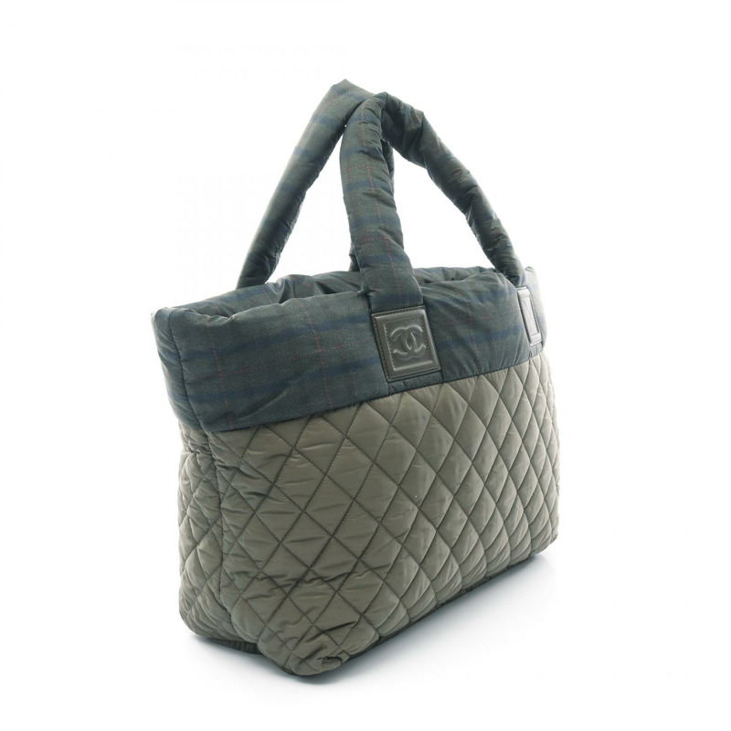 CHANEL Coco Cocoon MM 托特包 手提包 A48611 尼龍皮革 卡其色 二手 女款 SHW CC-1