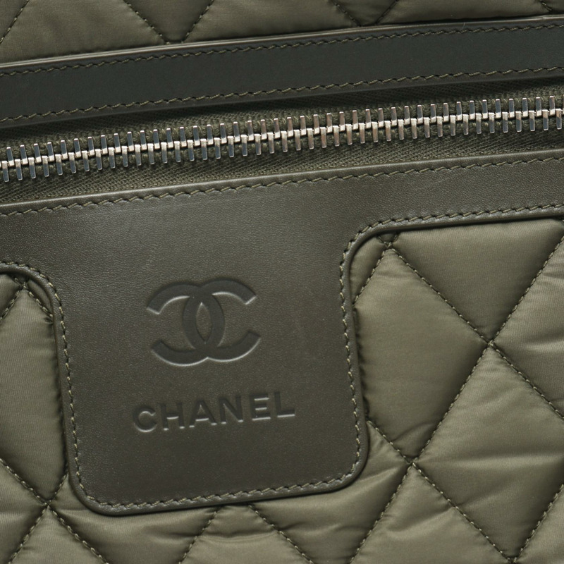 CHANEL Coco Cocoon MM 托特包 手提包 A48611 尼龍皮革 卡其色 二手 女款 SHW CC-5