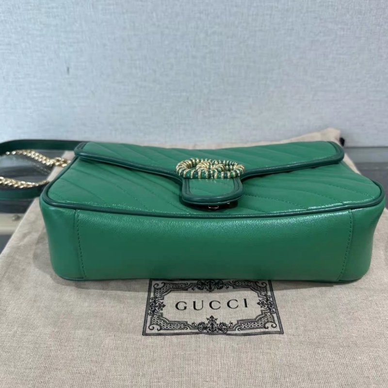 GUCCI 綠金琺瑯扣Marmont馬蒙26肩背斜背包 26*15*7 98新配件塵袋-3