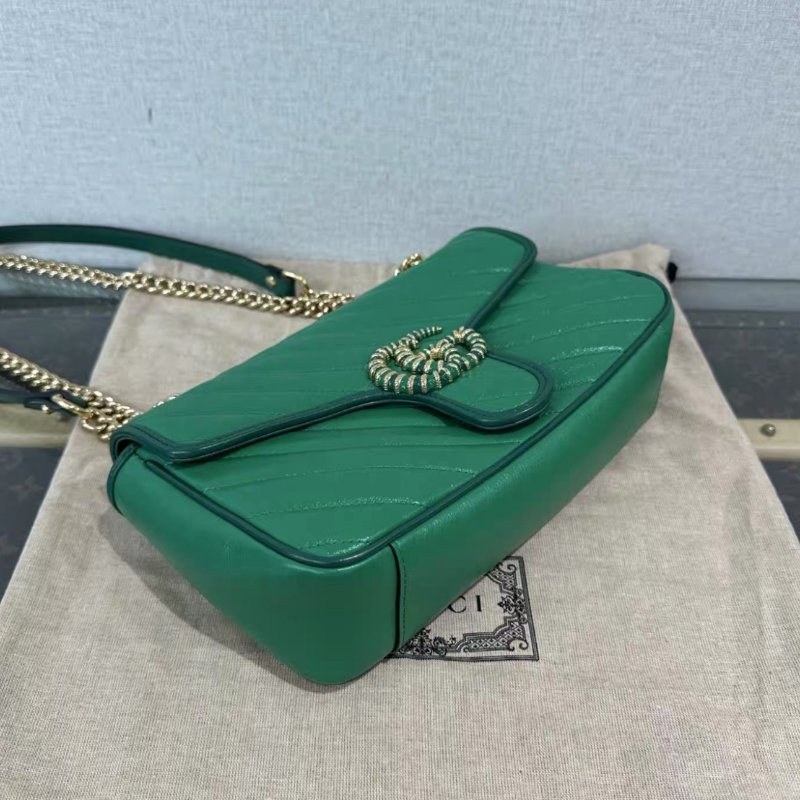 GUCCI 綠金琺瑯扣Marmont馬蒙26肩背斜背包 26*15*7 98新配件塵袋-4