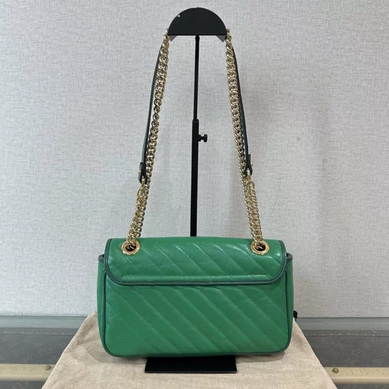 GUCCI 綠金琺瑯扣Marmont馬蒙26肩背斜背包 26*15*7 98新配件塵袋-5