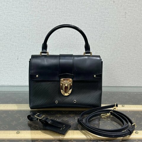 LV 黑金水波紋郵差手提斜背包 21*16*8 98新配件塵袋