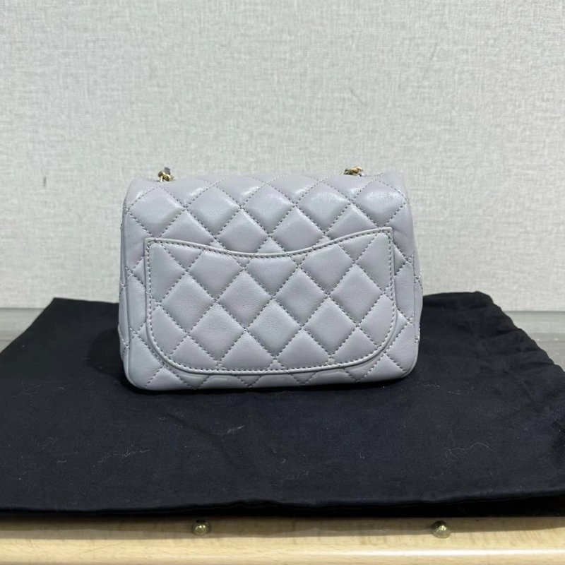 CHANEL 灰金金球方胖子肩背斜背包 18*12*7 全新配件盒子塵袋-5