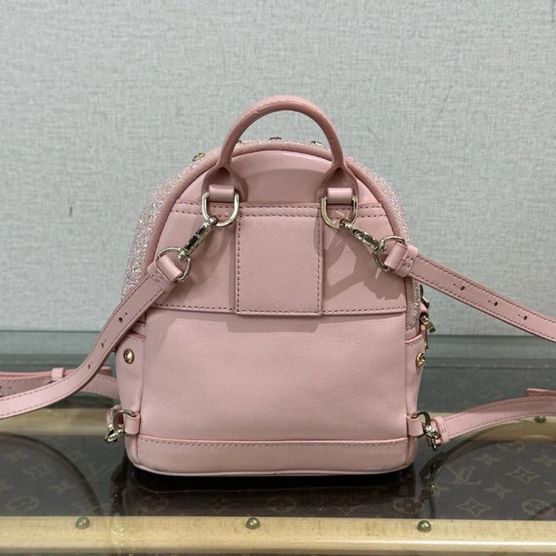 MCM 施華洛世奇聯名粉金滿鑽花朵mikni後背包 18*21*9 98新-5