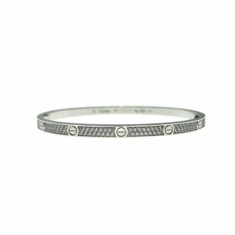 Cartier 卡地亞 love 18K白金 窄版滿天星鑽石手環 Size 17 Bracelet