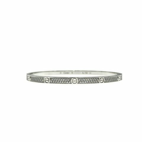 Cartier 卡地亞 love 18K白金 窄版滿天星鑽石手環 Size 18 Bracelet