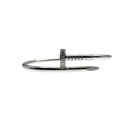 Cartier 卡地亞 juste un clou 18K白金 粗版頭尾鑽石手環 Size 17 Bracelet